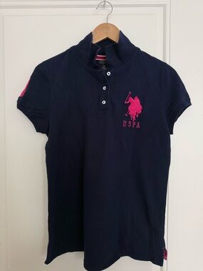 U.S. Polo Assn. Navy Polo Shirt with Hot Pink Logo